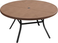 VICLLAX Outdoor Patio Round Dining Table, 53"x 53" Aluminum Tabletop for Deck Lawn Garden Backyard, Walnut