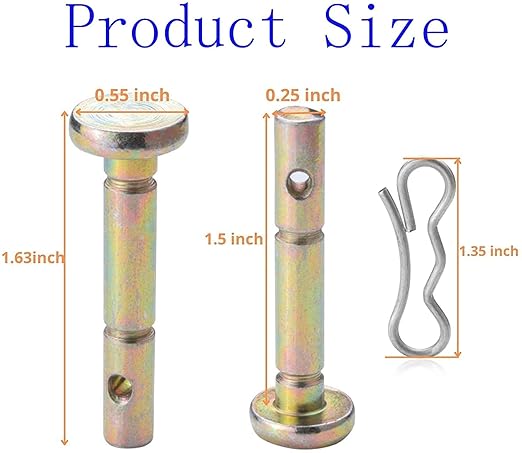 20 Pcs Brass 6.35mm x 44.45mm Straight Pins for Snow Thrower Replacement Parts