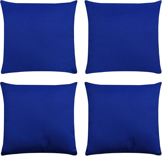 Covers & All Premium Square Throw Pillow Inserts with Covers Set of 4, 18 x 18 Inches Blue, Decorative Cushions for Couch Sofa Home Decor Office Travel UV Resistant Waterproof Soft Cushions Pillows