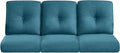 Pop 22x25/22x24 Outdoor Cushions for Patio Couch Chairs Set of 3 - High Back Comfy Outside Seat Cushions for Wicker Rocker Glider Loveseat 3-Seater Sectional Sofa - Peacock Blue/Button