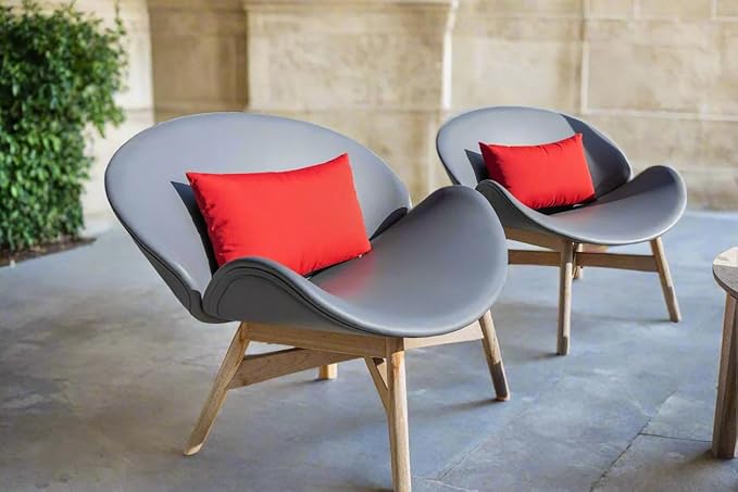 RSH Décor Sunbrella Jumbo Lumbar Pillow Covers – Set of 4 | 26" x 16" | Outdoor Use – Patio, Lounge, Adirondack, Deck | Water & Fade-Resistant | Play Scarlet | Includes Down-Alternative Inserts