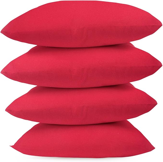 Covers & All Premium Square Throw Pillow Inserts with Covers Set of 4, 26 x 26 Inches Red, Decorative Cushions for Couch Sofa Home Decor Office Travel UV Resistant Waterproof Soft Cushions Pillows