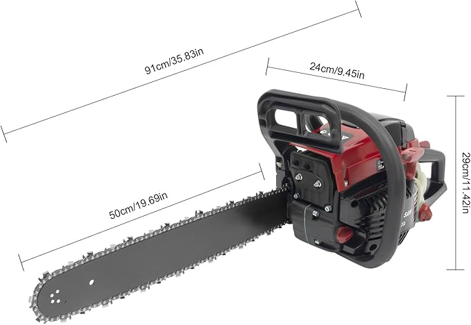Gas Chainsaw, 2Stroke/4Stroke Gasoline Chainsaw Power Chain Saws Handheld Cordless Petrol Chainsaws For Wood Cutting Forest Felling Tree Pruning Shrub Pruning (2Stroke 20In 2400W 58CC)