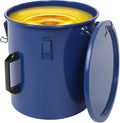 6 Gallon Commercial Fryer Oil Bucket with Lid, Fryer Grease Bucket, Coated Carbon Steel Fryer Oil Container with Rubber Seal, Rustproof, Leakproof, Filter Bag for Hot Cooking Oil Filteringm, Blue