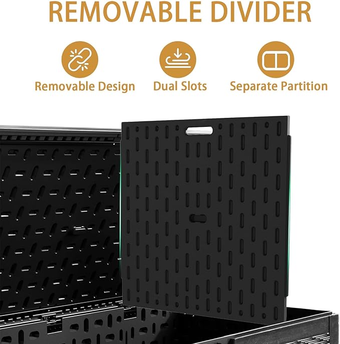 KUIKUI 320 Gallon Deck Box Waterproof, Extra Large Outdoor Storage Box Lockable with Divider and Lifter Prevent Water Seeping into from Floor for Patio Cushions