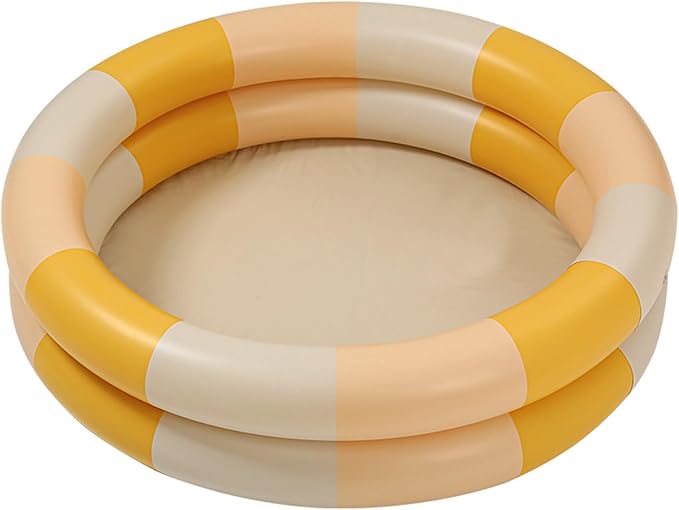Inflatable Baby Retro Swimming Pool Family Cute Style Thickened Water Pool for Kids Indoor Outdoor Play (Yellow Stripe)