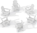 KINGYES Folding Adjustable Adirondack Chair with Retractable Ottoman Set of 6, HDPE All Weather Chair with Cup Holder - Versatile Adirondack Chair, White
