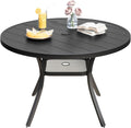 DIFY Patio Round Dining Table, 47.5" All Weather Round Outdoor Table with 1.57" Umbrella Hole for 6 Person, Perfect for Lawn Poolside and Backyard, Black