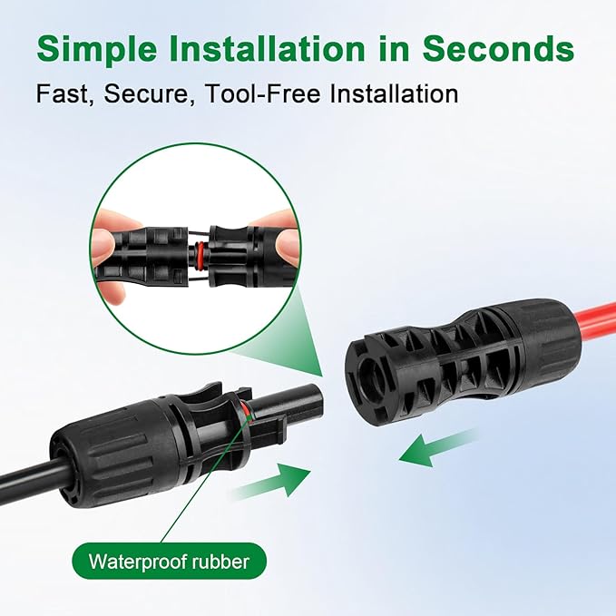 XRDS -RF Solar Extension Cable 8AWG, 6FT Red & Black Solar Panel Wire with Solar Connectors, PV Wire with Disconnect Wrenches & Extra Male/Female Connectors for RV, Camper, Inverter, Off-Grid System