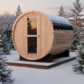 Outdoor Barrel Steam Sauna, 4-6 Person Wood Sauna Room with 220V，6kw Toule Sauna Heater with Sauna Stone, Canadian Helmock Wooden Sauna, Sauna Accessories and Asphalt Shingle Roof (Helmock)