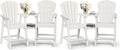 Ciokea Tall Adirondack Chairs Set of 4, HDPE Outdoor Adirondack Bar Stools with Double Connecting Tray, Weather Resistant High Back Adirondack Balcony Chairs for Deck, Lawn, Pool, Backyard, White