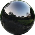 Black Gazing Globe Mirror Ball in Stainless Steel, Shiny Hollow Sphere Sparkling Housewarming Outdoor Party Ornament (Black, 8 inches)