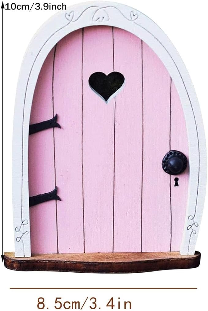 Red Streak Whimsical Miniature Fairy Door - Handcrafted 3D Mini Woodland Portal Tree Accessory for DIY Garden Landscapes, Terrarium Decor & Collector's Fantasy Displays
