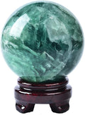 Large Green Fluorite Crystal Ball with Stand Natural Crystals Sphere Gemstone Ball Meditation Witchcraft Home Decor 80-90mm/3.1-3.5"