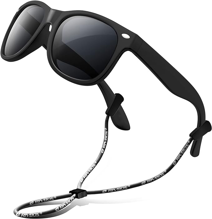 RIVBOS Kids Sunglasses Polarized UV Protection Flexible Rubber Glasses Shades with Strap for Boys Girls RBK004