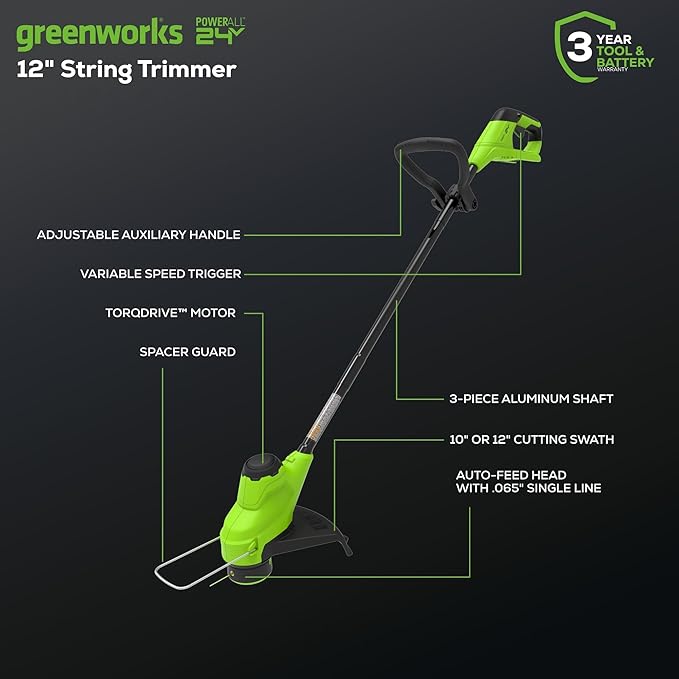 Greenworks 48V (2x24V) All-in-One Cordless Combo - 20" Push Lawn Mower, 12" String Trimmer, 320 CFM Leaf Blower & 3/8" 18 GA Crown Stapler