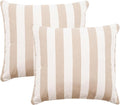 2 Pack Outdoor Throw Pillows 26x26 Inch Decorative Pillow Cushions with Insert for Patio Garden Porch, Khaki Stripe