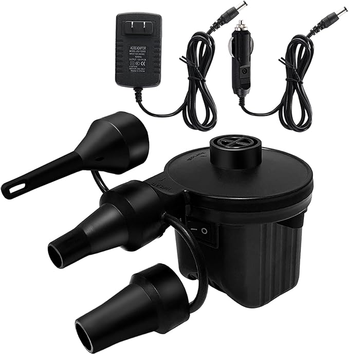 Newpol Inflatable Bed Pump, Electric Air Pump(100 Gallon/Min) for Air Mattress Beds, Inflatable Swimming Pools, Swimming Ring（AC110-240V/DC12V）