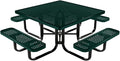 COATEDOUTDOORFURNITURE Heavy-Duty Portable Outdoor Kids Table with Umbrella Hole, Punched Steel Kids Picnic Table, Commercial-Grade, Made in America (46 in, Square, Childrens, Dark Green)
