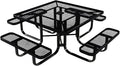 COATEDOUTDOORFURNITURE Heavy-Duty Portable Outdoor Kids Table with Umbrella Hole, Expanded Metal Kids Picnic Table, Commercial-Grade, Made in America (46 in, Square, Childrens, Black)