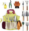 10-Piece Premium Gardening Tools Set-Duty Stainless Steel Rust-Proof Tools with Storage Tote,Perfect Gardening Gifts,Gardening Supplies Set with Hygrometer Suitable for Both Men and Women(Pink)