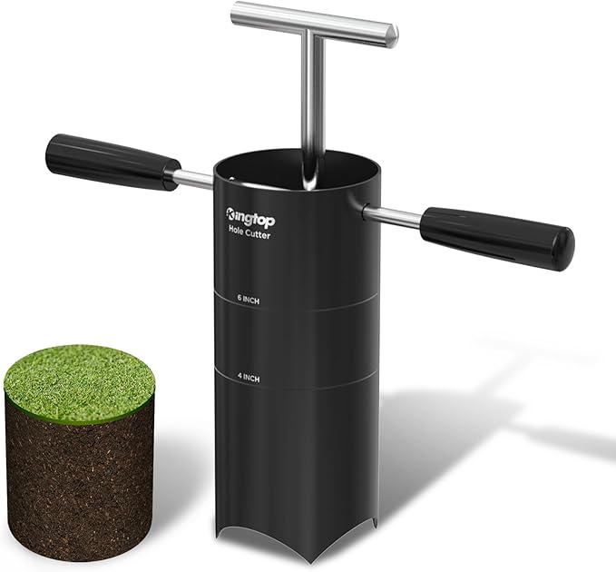 KINGTOP Portable Golf Hole Cutter – Detachable Handle, USGA Standard 4Inch & 6Inch Hole Digger – Backyard, Garden, Outdoor Golf Putting Green Practice