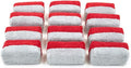Autofiber Mini [Saver Applicator Terry] Ceramic Coating Applicator Sponge | 12 Pack | with Plastic Barrier to Reduce Product Waste. (Red/Gray)