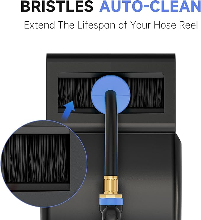 GARDENJOY Retractable Garden Hose Reel, 130ft x 1/2 inch Heavy Duty Garden Hose with 180°Swivel Wall Mounted Bracket, 10 Pattern Sprayer Nozzle, Any Length Lock & Slow Return System