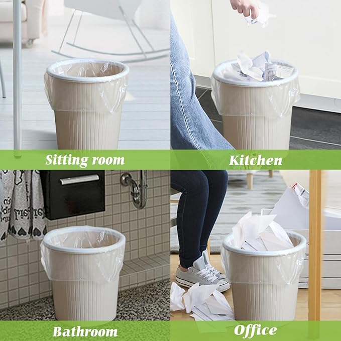 Teivio 4 Gallon 300 Counts Strong Clear Trash Bags Garbage Bags, Mini Waste Basket Liners,Bathroom Trash Can Bin Liners, Small Plastic Bags for Home Office Kitchen Car Bedroom Dog waste Baby Diaper