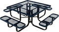 COATEDOUTDOORFURNITURE Heavy-Duty Portable Outdoor Kids Table with Umbrella Hole, Expanded Metal Kids Picnic Table, Commercial-Grade, Made in America (46 in, Square, Childrens, Dark Blue)