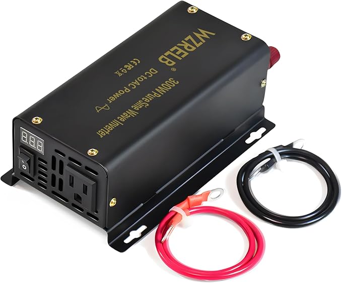 WZRELB 300W Pure Sine Wave Power Inverter 600W Peak DC 36V to 110V AC Car Adapter Off Grid with LED Display