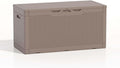 Patiolife 100 Gallon Resin Deck Box, Large Outdoor Storage Box for Garden Tools, Pool Supplies, Waterproof and Lockable, Light Brown