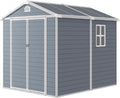 Storage Shed Plastic Outdoor Storage Shed Waterproof Container House with Lockable Door and Transparent Window for Garden, Lawn, Backyard(6x8FT)