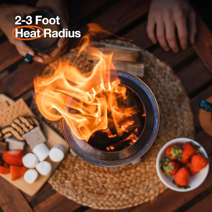 Solo Stove Mesa XL Mulberry Bundle | Tabletop Fire Pit with Stand, Heat Deflector, Accessory Pack & 1lb Wood Pellets | Portable Smokeless Outdoor Firepit for Patio, Camping & Backyard