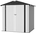 Furniwell Outdoor Storage Shed, Metal Garden Sheds Outdoor Storage House with Single Lockable Door for Backyard Patio Lawn (White, 6 x 4 FT)
