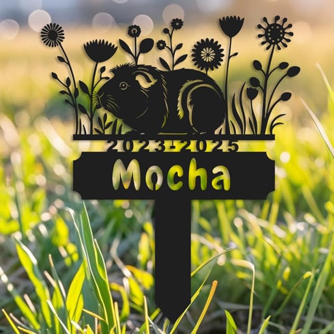 Personalized Guinea Pig Memorial Stake,Pet Plaque Guinea Pig Lover,Metal Guinea Pig Grave Marker,Remembrance Stake,Outdoor Garden Yard Sign guinea pig 10inch
