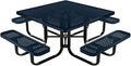 COATEDOUTDOORFURNITURE Heavy-Duty Portable Outdoor Kids Table with Umbrella Hole, Punched Steel Kids Picnic Table, Commercial-Grade, Made in America (46 in, Square, Childrens, Dark Blue)