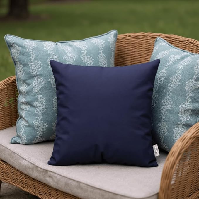 RSH DECOR: 6-Pack Red White & Blue Pillow Set | All-Weather Spun Fabric | Water & Fade-Resistant | Outdoor Pillows Lumbar, Square, & Neck Roll | Red, White, Navy Blue