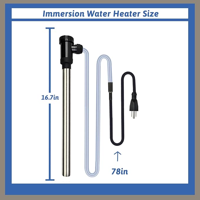 1500W Immersion Water Heater Portable Electric Pool and Hot Tub Submersible Water Heater with WiFi Timer and Auto Shut Off for Spa, above ground pool, Bathtub, Swimming pool & baptismal pool