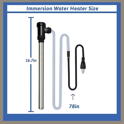 2000W Immersion Water Heater Portable Electric Hot Tub and Pool Submersible Water Heater with WiFi Timer and Auto Shut Off for Spa, Above Ground Pool, Bathtub, Swimming Pool and Baptistry.