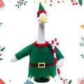 Christmas Toy Soldier Style Porch Goose Outfits,2 Pcs/Set Goose Clothes with Pointed Hat and Candy Cane Fits 23" Lawn Goose Statue,Green Christmas Outdoor Goose Costume,Yard Patio Garden Xmas Decor