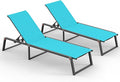 Aluminum Chaise Lounge Outdoor Set of 2, Foldable & Assembly Free Patio Pool Lounge Chairs 5-Position Recliner for Outside Poolside, Fully Grounded Legs Sun Lounger for Beach, Yard, Lake Blue