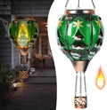 Solar Powered Hot Air Balloon Lantern - Christmas Tree Glass Lantern, Simulated Flickering & Dancing Flame, Outdoor Hanging Yard Light Waterproof IP65 for Patio Lawn Porch New Year Decor Gift
