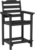 OTSUN 24 Inch HDPE Counter Height Outdoor Chair, All Weather Resistant Adirondack Bar Stools for Balcony, Porch Kitchen(1 PC, Black)