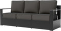 Aluminum Patio Sofa - 3-Seater Outdoor Sofa with 6" Thick Water-insistant Cushions, All-Weather Use Frame, Removable Cover, Ideal for Garden, Poolside (Grey)