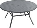 VICLLAX Outdoor Patio Round Dining Table, 50"x 50" Spliced Metal Tabletop for Deck Lawn Garden Backyard, Dark Grey