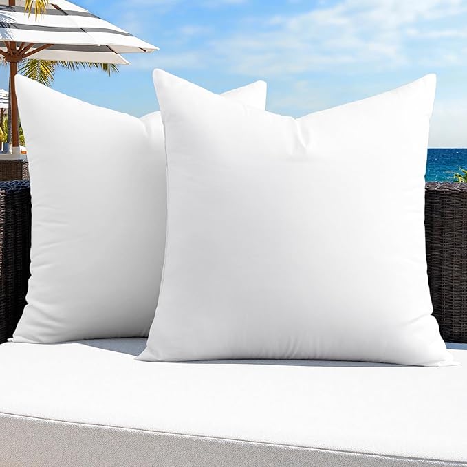 MIULEE Pack of 2 28x28 Outdoor Pillow Inserts, Outdoor Throw Pillows Water-Resistant Decorative Premium Square Pillow Stuffer Sham for Porch Swing Couch Sofa Cushion Patio Furniture
