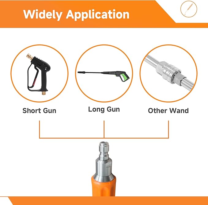 22" Pressure Washer Extension Wand/bend,Stainless Steel 1/4"Quick Connect Power Washer Lance,Short power Washer Wand Replacement For Car Wash,Pressure Washer Accessories