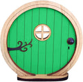 1Pc Fairy Garden Door for Tree, Fairys Doors for Trees Outdoor and Tree Trunk, Mini Fairy Garden Sculpture Lawn Ornament Decor, Fairys Tales Door Decoration，Gardens Miniatures (Green)