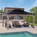 CHARMELEON 12x14 Cedar Wood Gazebo,Heavy Duty Patio Gazebo with Metal Roof,Permanent Hardtop Gazebos Pavilion with Mosquito Netting and Curtains for Backyard,Outdoor,Deck,Garden,Porch